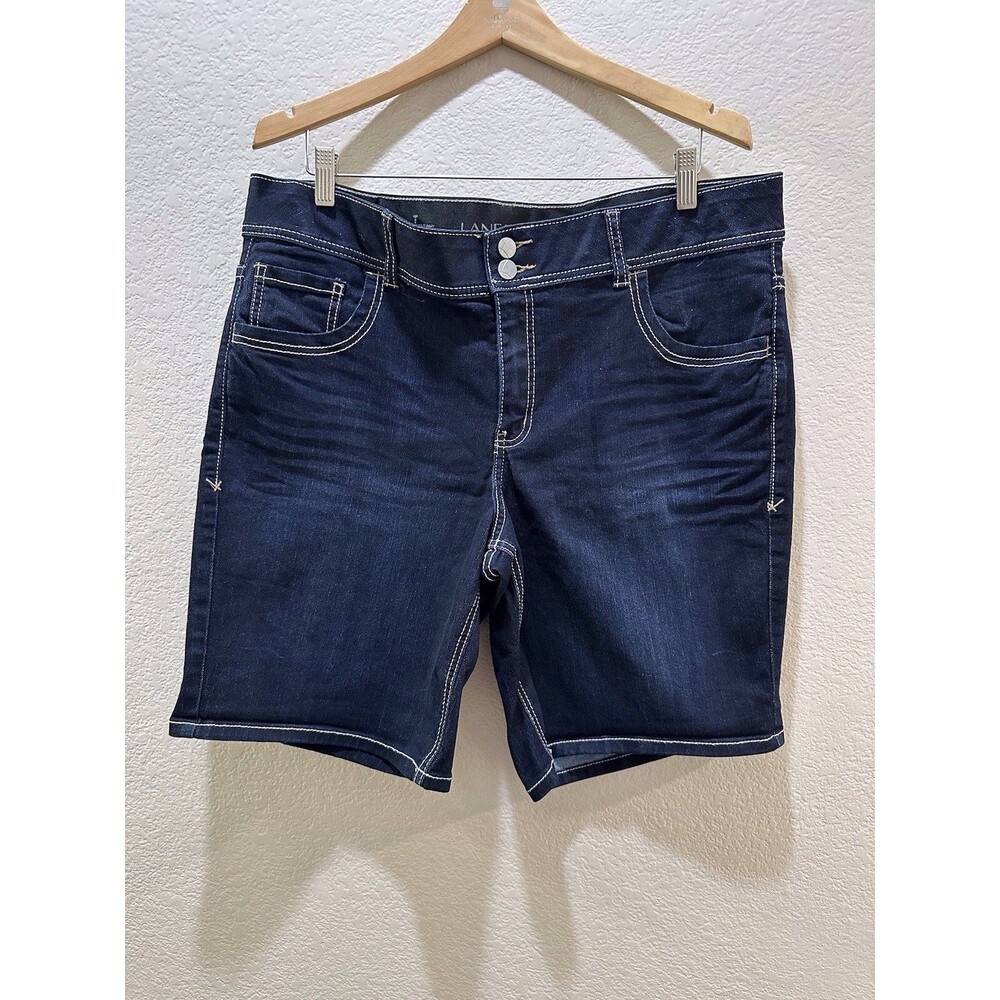 Lane Bryant Plus Size 18 Women's Bermuda Stretch Denim Jean Shorts Slimming Blue